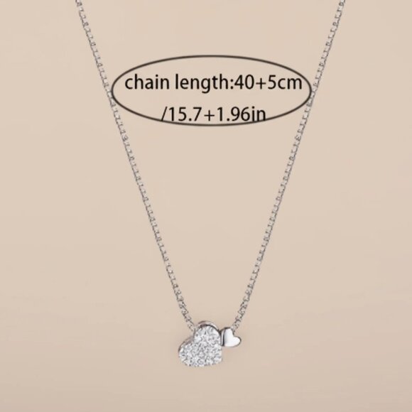 925 Sterling Silver Heart Shaped Pendant Necklace, Minimalist jewelry - Picture 4 of 6